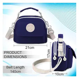 Storite Women's Stylish Small Lightweight Sling Crossbody Shoulder Bag, Portable Handbag Bag With Inner Padded Pocket & Adjustable Strap (Blue,21x10x17cm) image 2