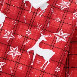 Babyhug 100% Cotton Interlock Knit Full Sleeves Onesies Deer Print - Red image 3