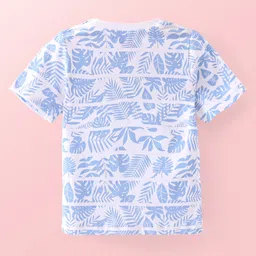 Babyhug Cotton Woven Half Sleeves   Solid Shirt with T-Shirt Leaf Print - Blue image 3