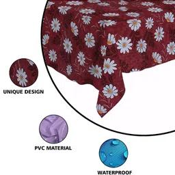 Dakshya Industries PVC Waterproof 6 Seater Dining Table Cover - Maroon image 3