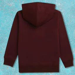 NUSYL Fleece Knit Full Sleeve Soccer Player Printed Light Winter Hoodie - Burgundy image 4