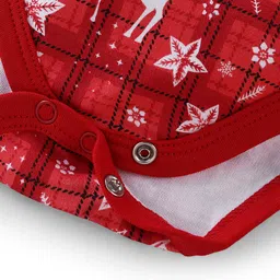 Babyhug 100% Cotton Interlock Knit Full Sleeves Onesies Deer Print - Red image 4
