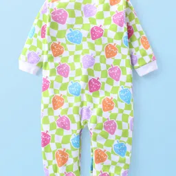Babyhug 100% Cotton Interlock Knit Full Sleeves Romper with Polka Dot & Strawberry Print Pack of 2 - Multicolour image 5