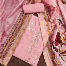 SHADOW & SAINING Floral Embroidered Sequinned Modal Cotton Unstitched Dress Material-picture-28