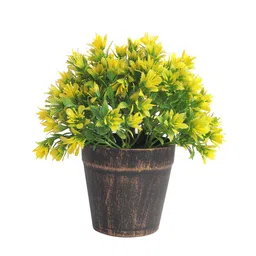 FOLIYAJ Yellow & Brown Sustainable Artificial Plant & Leaves With Pot image 4