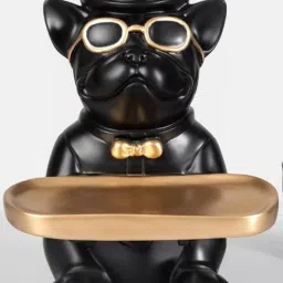 Smokey Cocktail Black Resin Abstract Bulldog Tray Sculpture image 2