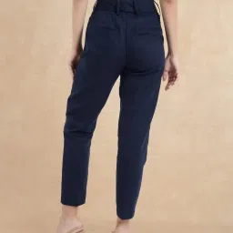 RAREISM Navy Cotton Blend Solid Trousers image 2