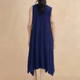 RAREISM Blue Cotton Blend Solid Sleeveless Dress image 2