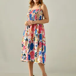 OWL MINK Floral Print Crepe Fit & Flare Midi Dress image 5