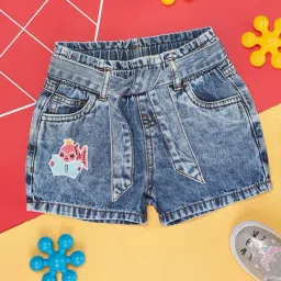 Pantaloons Junior Kids Blue Embroidered Shorts-image-76