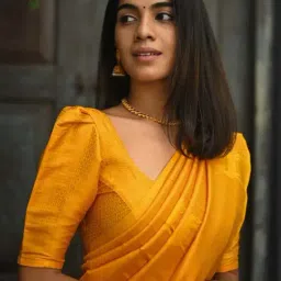 Anjaneya Sarees Yellow Silk Woven Saree With Unstitched Blouse image 5