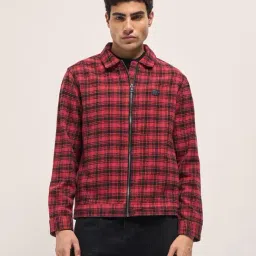The Bear House Red Cotton Checked Regular Fit Jacket-image-82