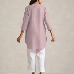 true browns TrueBrowns Pink Cotton Poly Relaxed Fit Kurta image 2