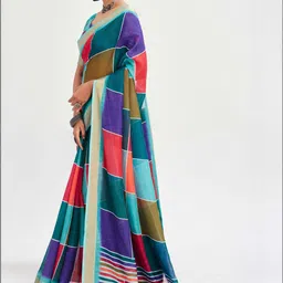 TIRA Colourblocked Linen Blend Handloom Saree image 5