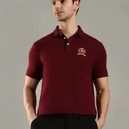 Tommy Hilfiger Red Cotton Regular Fit Logo Printed Polo T-Shirt image 5