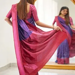 Anjaneya Sarees Purple & Pink Silk Woven Saree With Unstitched Blouse image 2