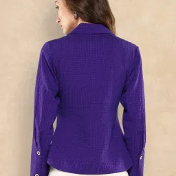 RAREISM Purple Cotton Blend Solid Long Sleeves Top image 2