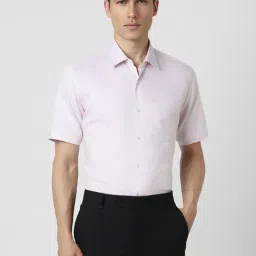 Van Heusen Pink Cotton Regular Fit Texture Shirts-picture-30