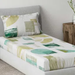Ddecor Live beautiful Radiance Green 144 TC Cotton Single Bedsheet with 1 Pillow Cover image 2