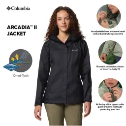 Columbia Jet Black Arcadia Hooded Rain Jacket image 2