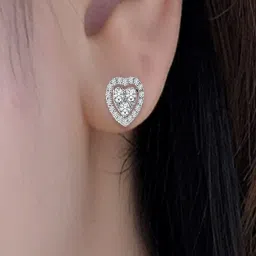 Peora Stylish Silver Roudium-Plated American Diamond Stud Earrings image 2