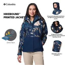 Columbia Womens Navy Blue Omni-Tech Hikebound Printed Rain Jacket image 2