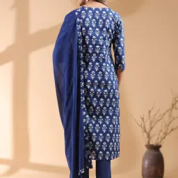 Janasya Navy Blue Kurta Set image 2