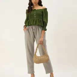 Zastraa Grey Polyester Solid Trousers image 4