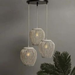 Homesake 3-Lights Round Cluster White Metal Mesh Pendant Light - Set of 1-picture-14
