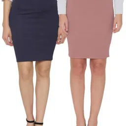 N-Gal Navy & Salmon Above Knees Skirt (Pack Of 2)-image-44
