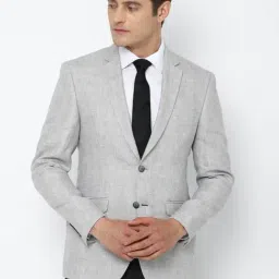 Louis Philippe Grey Linen Slim Fit Checks Blazer-picture-24