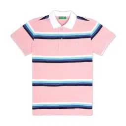 United Colors of Benetton Kids Pink Cotton Striped Polo T-Shirt-picture-36