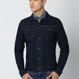 Van Heusen Navy Cotton Slim Fit Denim Jacket-image-3