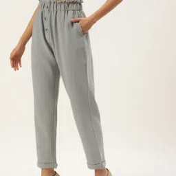 Zastraa Grey Polyester Solid Trousers image 3