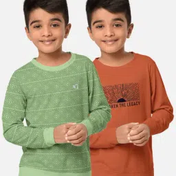 HELLCAT Green & Orange Printed Full Sleeves T-Shirt (Pack Of 2)-image-67
