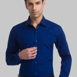 Raymond Blue Cotton Regular Fit Printed Shirt-picture-26