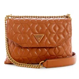Guess Cognac Quilted Elenia Convertible Crossbody Bag-picture-29