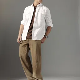 FCUK Solid With Flap Pockets Pure Cotton Casual Shirt image 2