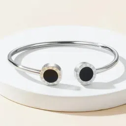 Peora Silver Plated Fancy Stylish Adjustable Black Kada Bracelet-picture-41