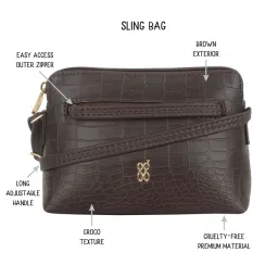 Baggit Brown Textured Large Cross Body Bag image 2