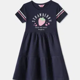 R&B Kids Navy Blue Graphic Regular Fit Dress-picture-20