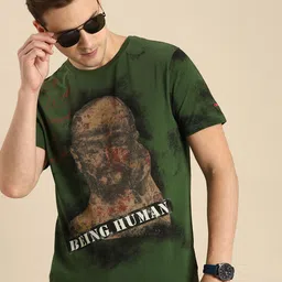 Being Human Men Green & Black Graphic Printed Pure Cotton T-shirt-picture-43