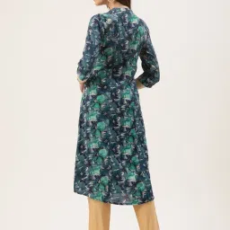 Amukti Blue Rayon Printed Three-Quarter Sleeves Kurta image 2