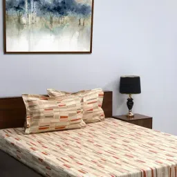 Bombay Dyeing Printed Brown 120 Tc Cotton Queen Bedsheet with 2 Pillow Covers-picture-10