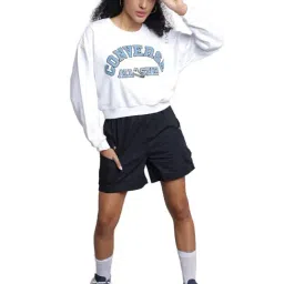 Converse White Heritage Cropped Crewneck Regular Fit Sweatshirt image 5
