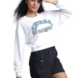 Converse White Heritage Cropped Crewneck Regular Fit Sweatshirt image 4