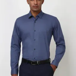 Peter England Blue Cotton Regular Fit Shirt-picture-31
