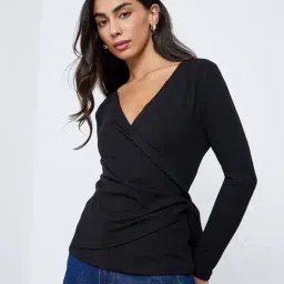 Styli Black Polyester Regular Fit Top image 2