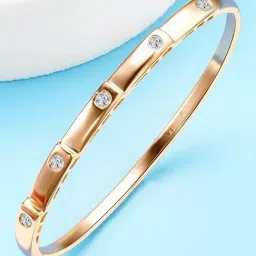 Peora Rose Gold Plated Cubic Zirconia Fancy Openable Kada Bracelet-picture-43