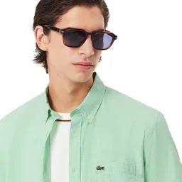Lacoste Green Gingham Checks Regular Fit Shirt image 3